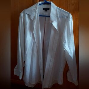 Bill Robinson Men's White Striped Shirt – Size 16.5 34/35, 100% Cotton, Regular